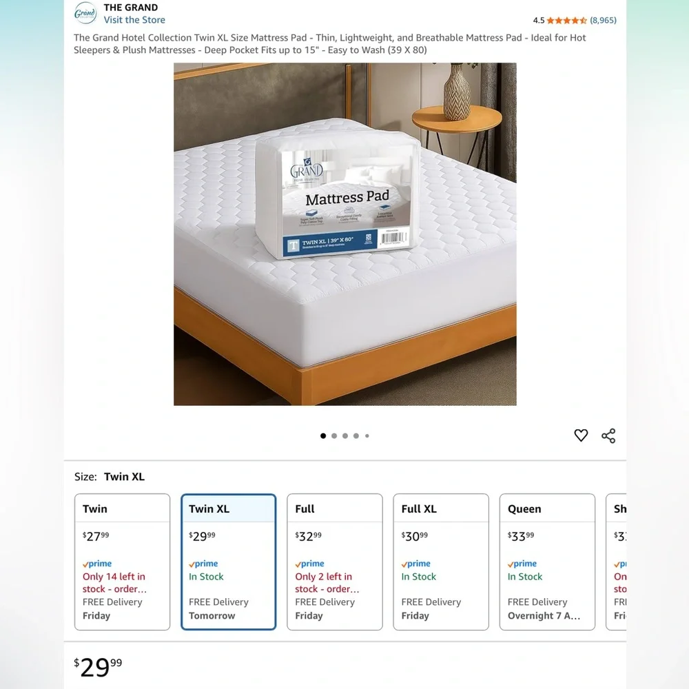 White Bedding Set—Twin XL (Mattress Topper, Mattress Cover, Sheet Set)